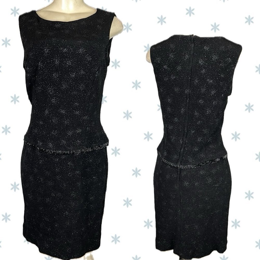 Scott Mcclintock Millennium Y2K 10 Black Glitter Bead Waist Sleeveless VTG Dress